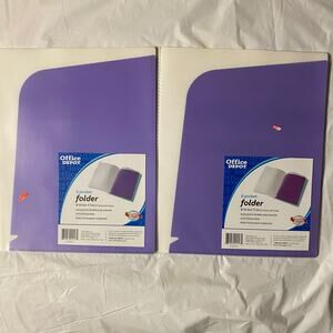 2 New Office Depot 6 Pocket Folders 8.5" x 11" Transparent Duable Poly Material